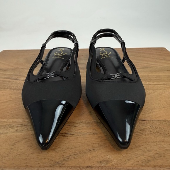 New Womens Sam Edelman Cecelia Black‎ Slingback Pointed Flats Shoes Size 7 M - Picture 2 of 8